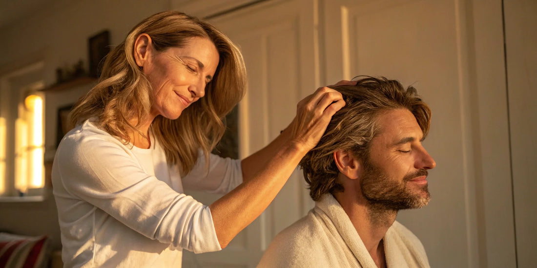 Hair oil being applied to scalp